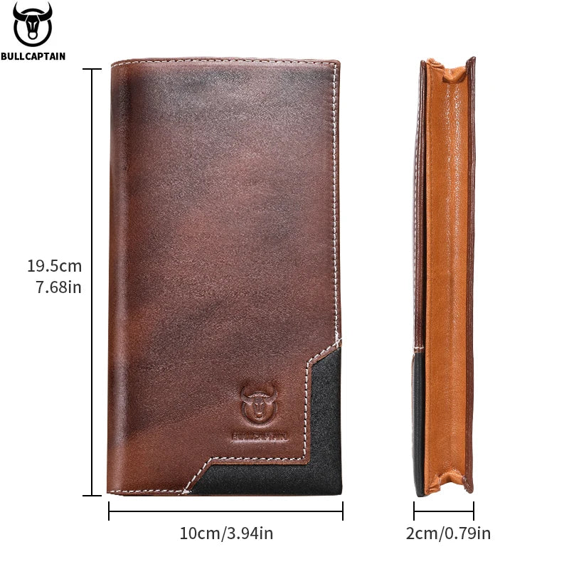 Genuine Leather Men's Wallet, Oil-Waxed Leather, Vintage Long Wallet, First-Layer Cowhide, 80% off Large-Capacity Coin Pockets