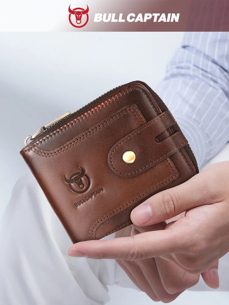 Genuine Leather men's multi-functional short zipper Wallet retro driver's license card Holder Coine purse card holder wallet